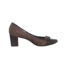 Etienne Aigner Orah Bown Pumps Heels Fabric Square Toe Buckle Shoes Size 7.5